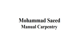 Mohammad Saeed Manual Carpentry